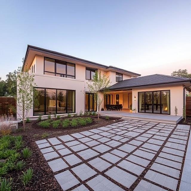 Fresh exterior paint on modern stucco home